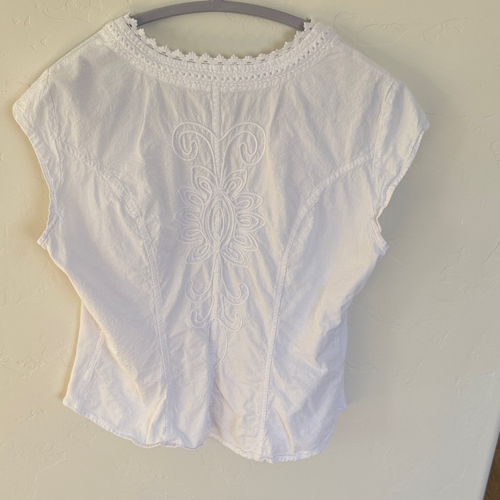 Soft Surroundings White Button-Down Blouse - Picture 2 of 5